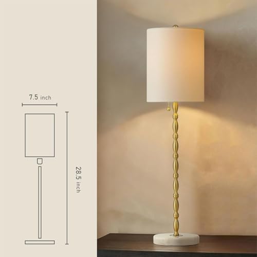 Buffet Lamps Set of 2, 28.5" Tall Brass Finish Linen Shade N8910