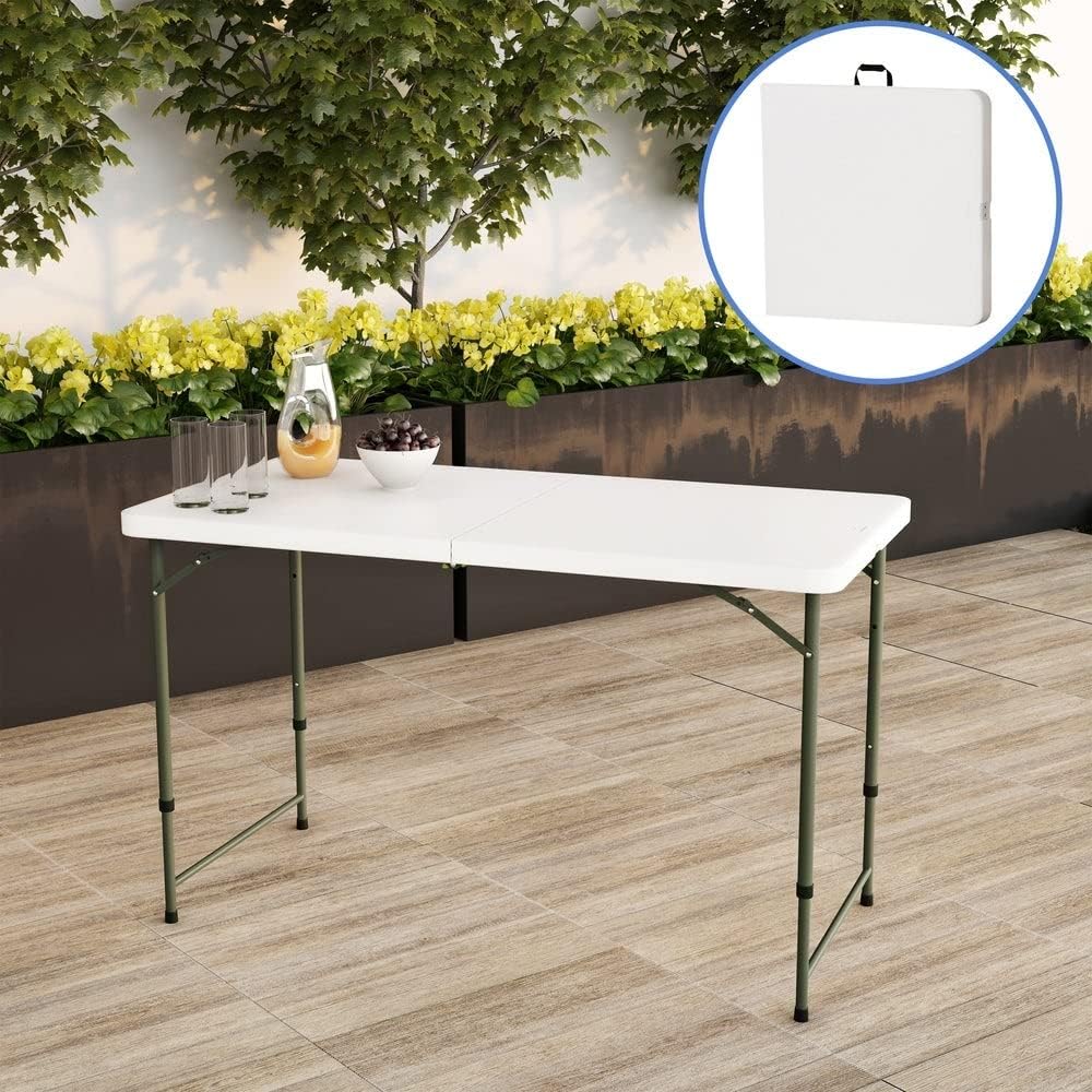 White Folding Plastic Dining Table with Handle N3911
