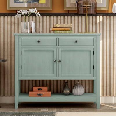 Retro Green Console Table with 2 Drawers, 2 Cabinets and 1 Shelf G542053