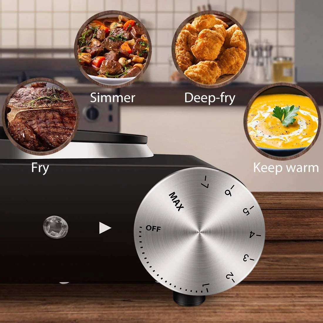 1500W Electric Hot Plate Single Burner Stainless Steel Black J751