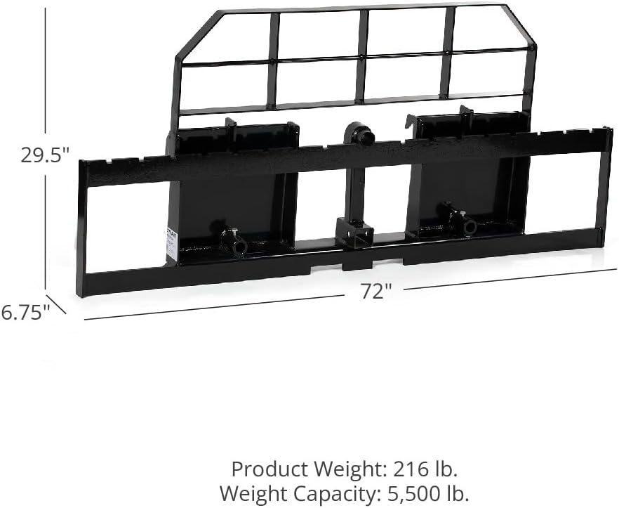 72-in Skid Steer Pallet Fork Frame Attachment, 5,500 LB Capacity F365097
