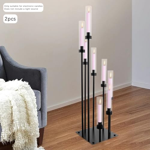 2 Pack Black 8 Arms Floor Candelabra V359246