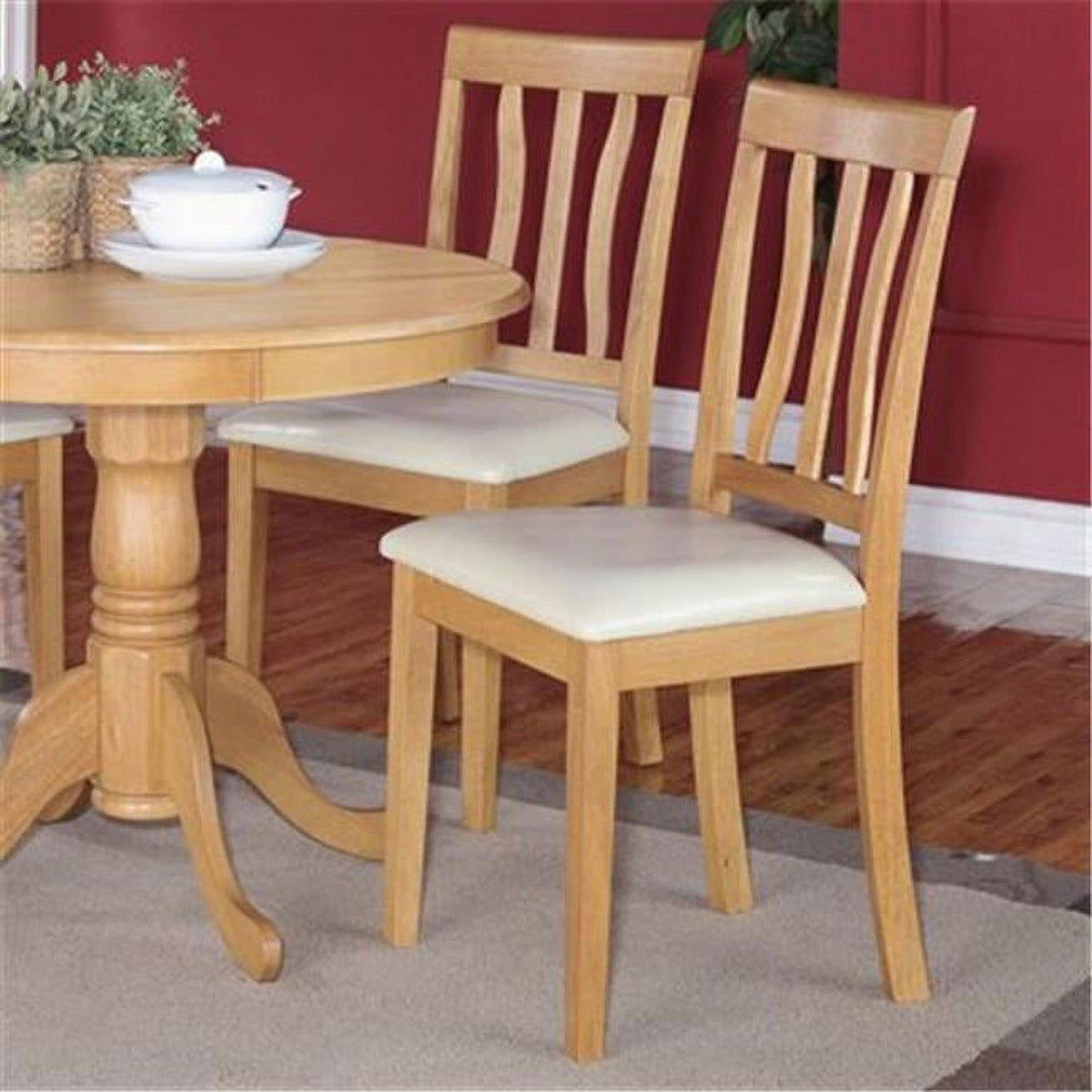 Antique Faux Leather Chair with Oak Finish - Pack of 2 P692