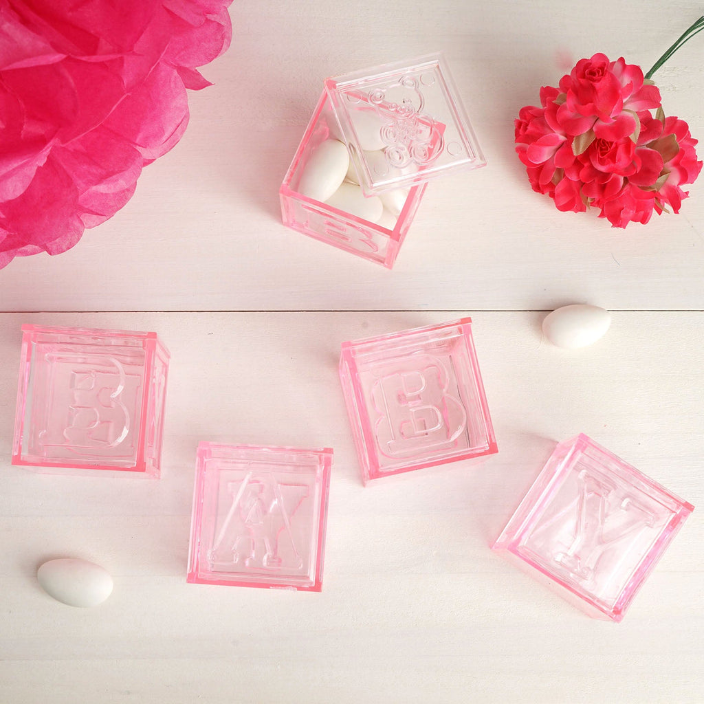Pink Fillable Baby Blocks Party Favor Gift - 12/pk D551569