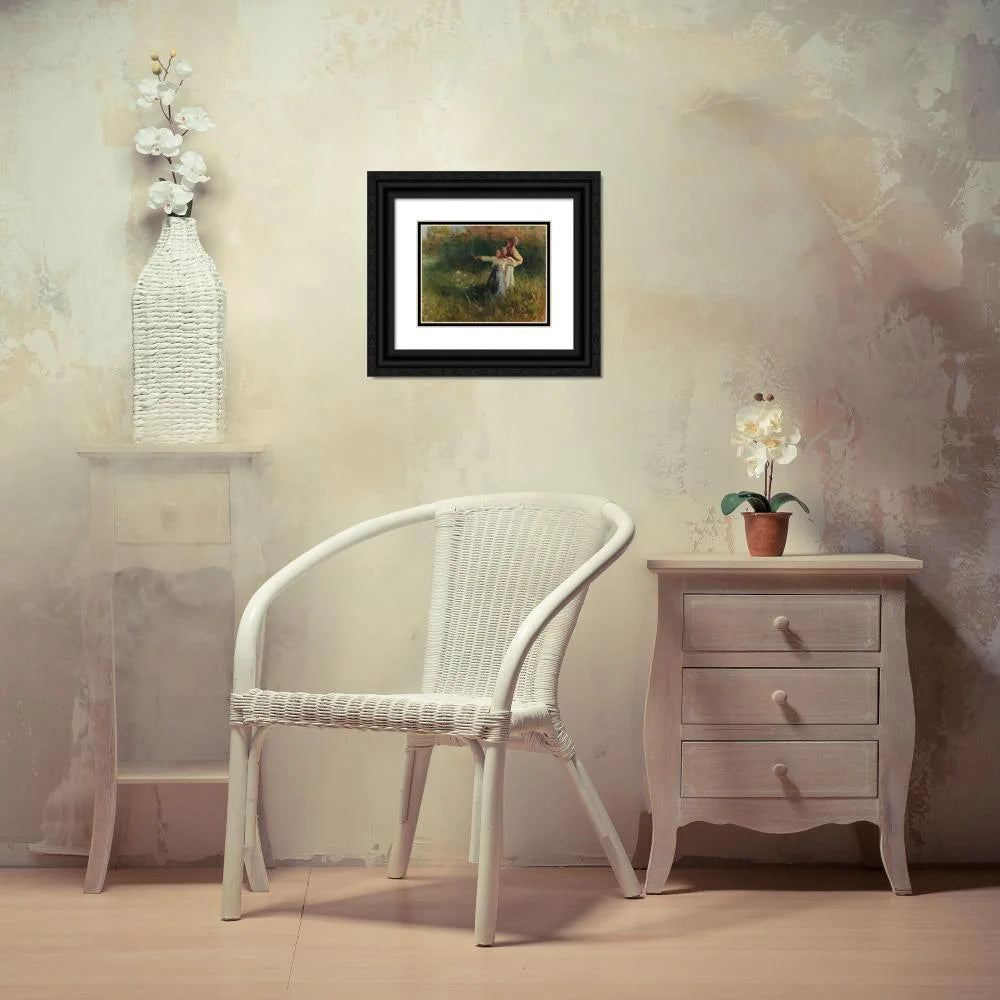 Black Ornate Wood Framed Double Matted Art Print K54757