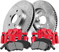 Red Powder Coated Calipers Rotors Ceramic Pads Kit P131608