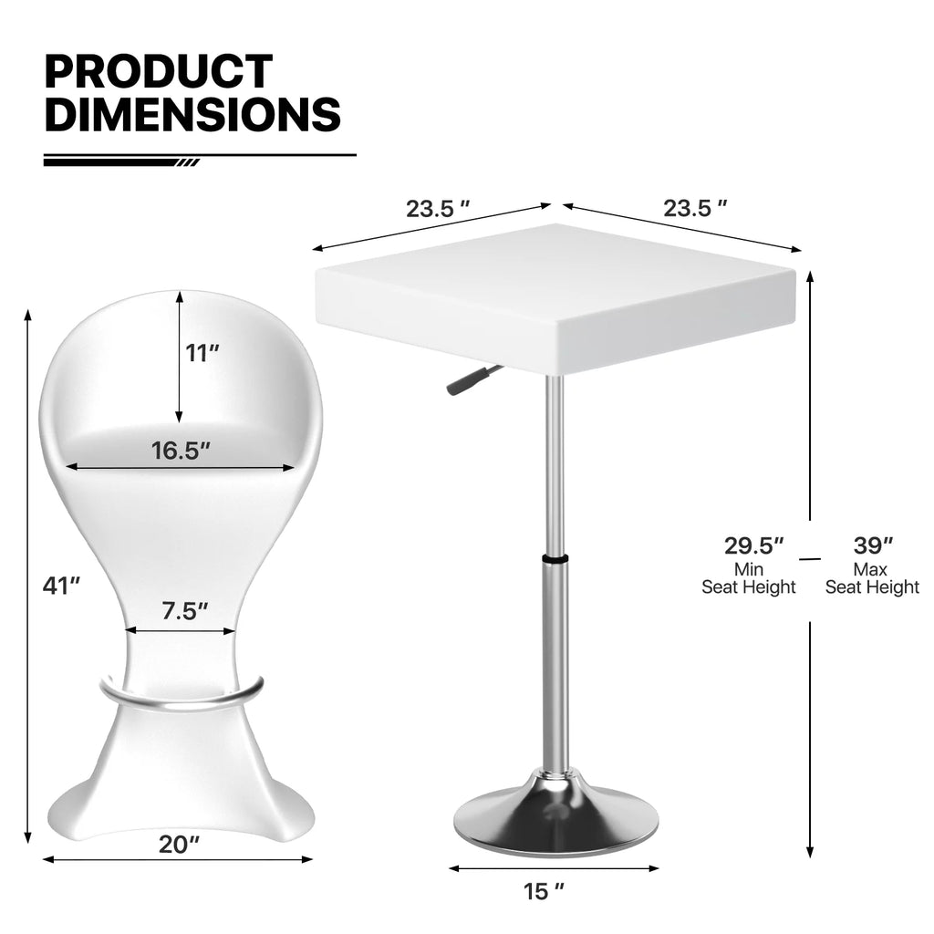 Set of 3 LED Light Up Square Bar Table + Stools Y34695