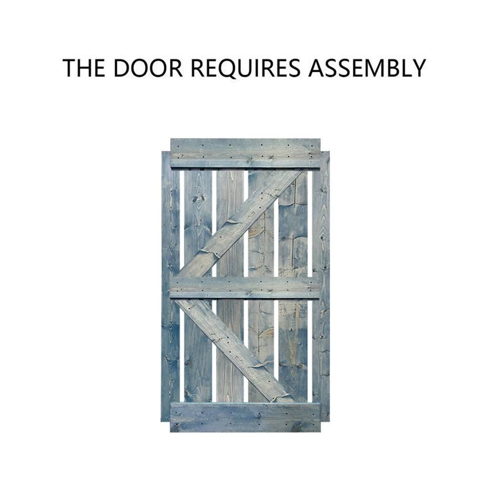 Sage Green Stained Wood Sliding Barn Door with Hardware Kit R341