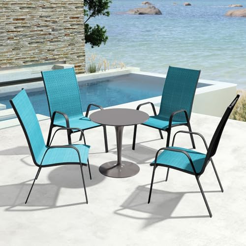 Set of 4 Beige Stackable Patio Dining Chairs W48186