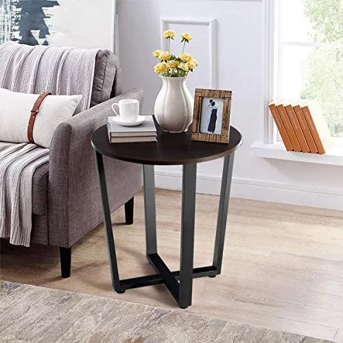 2-Tier Round Metal End Table with Storage Shelf M681