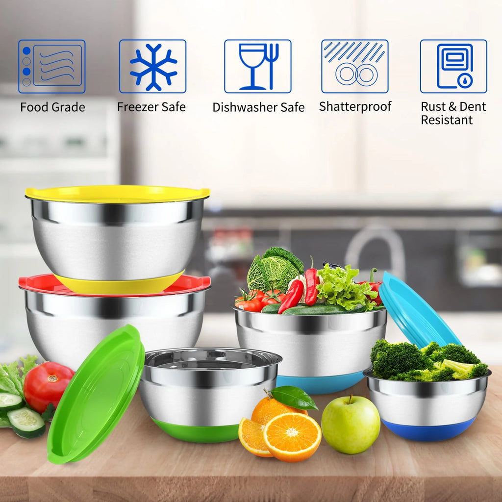 20 Pcs Stainless Steel Mixing Bowls Set with Lids L538