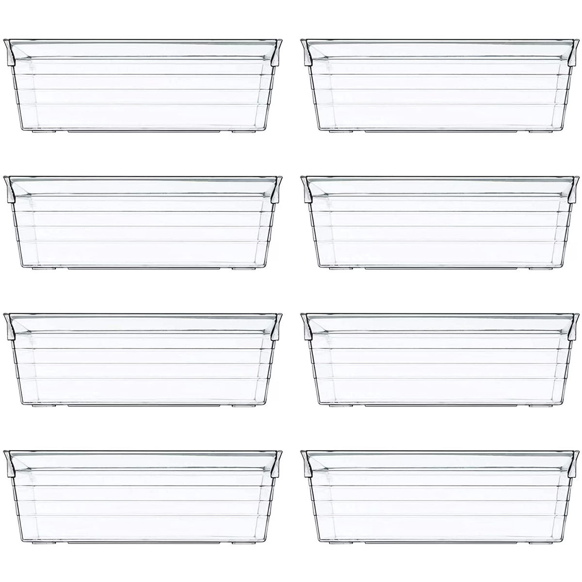 Set of 8 Clear Plastic Drawer Organizer Tray U237