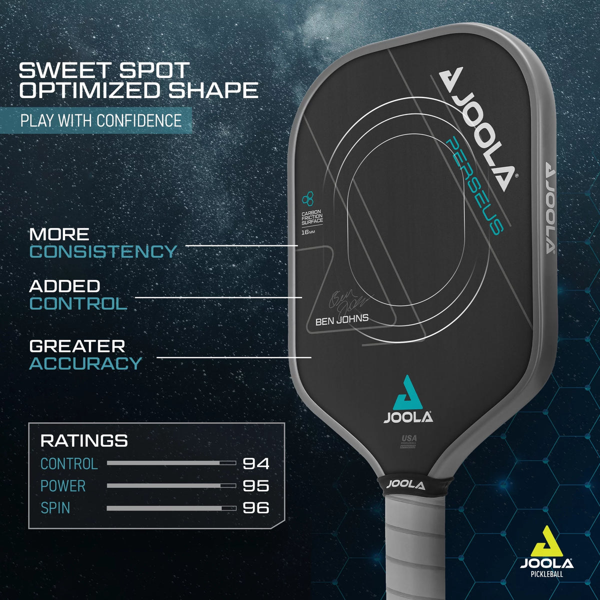 Black 16mm Pickleball Paddle A28398