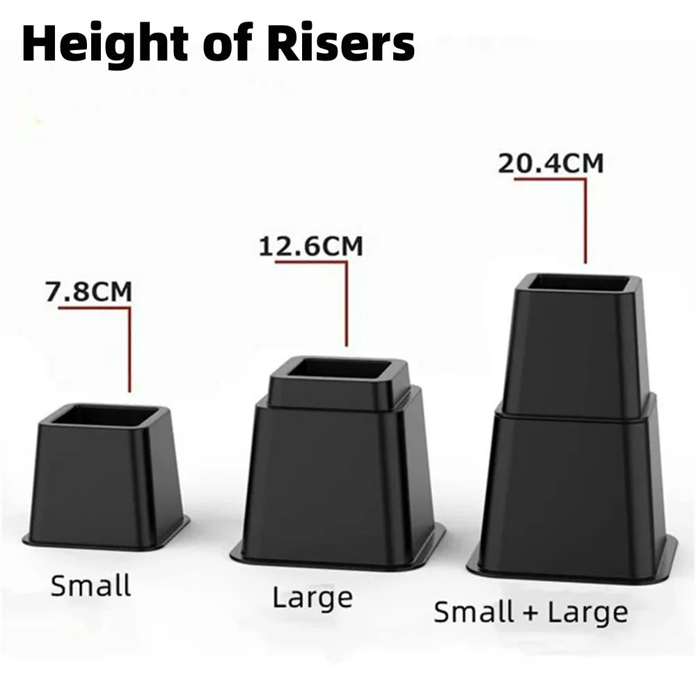 Black 8 Pack Plastic Bed Risers N282750