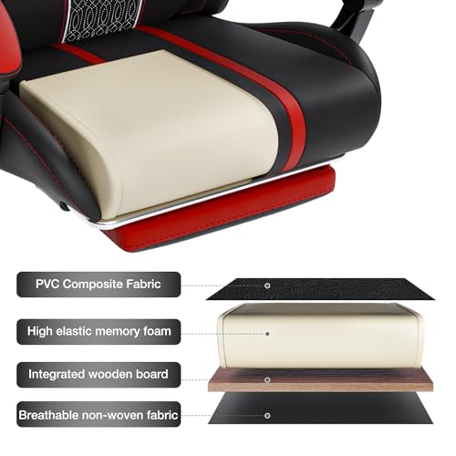 Pink Gaming Chair with Speakers and Footrest E5657