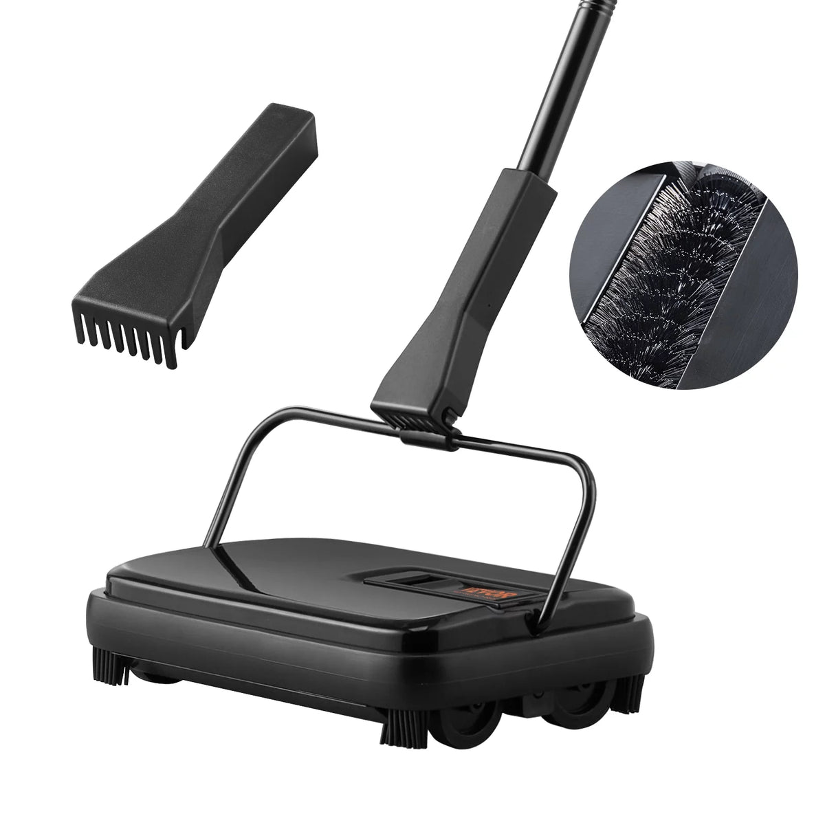 Carpet Sweeper Manual 7.87 in Non Electric Horsehair Black U4905