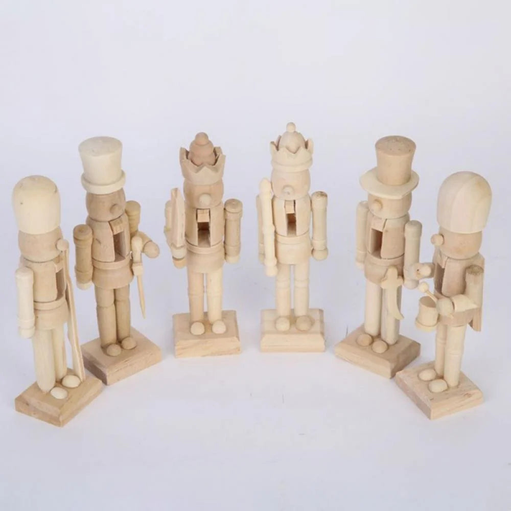Unfinished Wood Nutcracker Ornaments 6 Pcs J7434