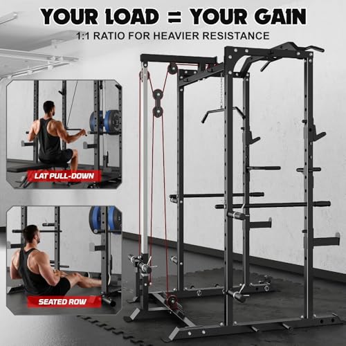 Power Cage Squat Rack with LAT Pulldown U48105