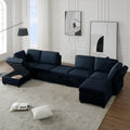 Blue Modular Sectional Sofa with Ottoman O957629