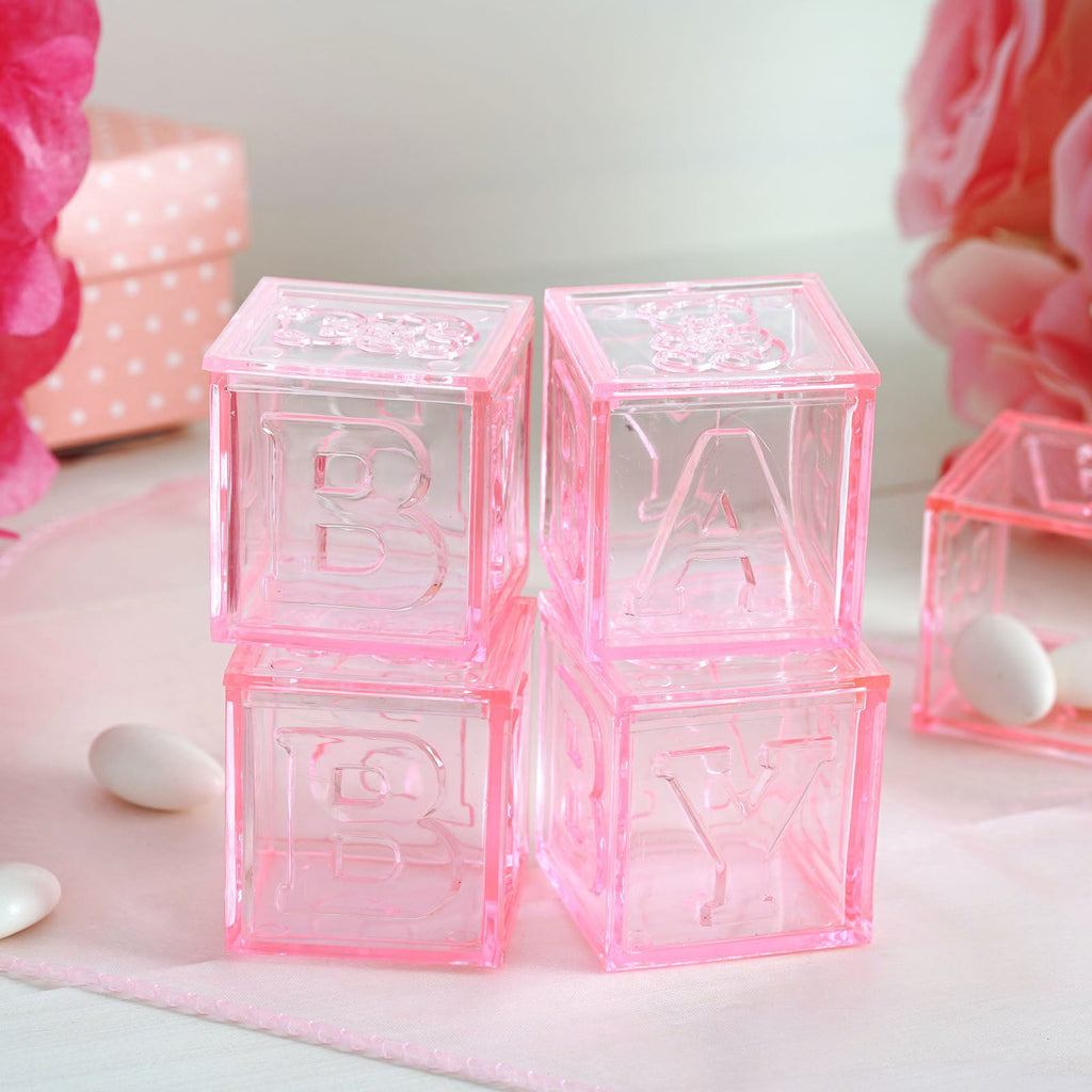 Pink Fillable Baby Blocks Party Favor Gift - 12/pk D551569
