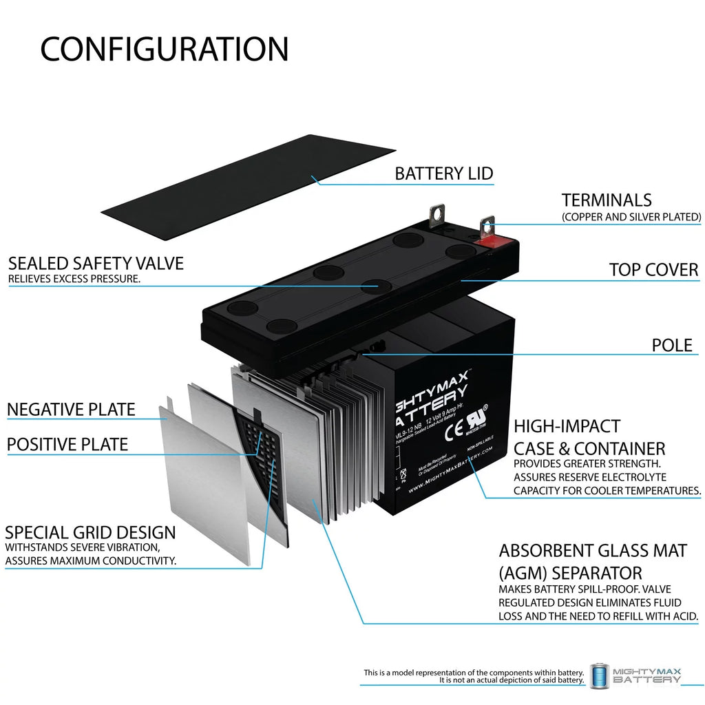 12 Volt 9 AH Rechargeable SLA AGM Battery K78313
