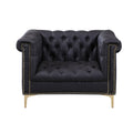 Black PU Leather Button Tufted Club Chair D8101