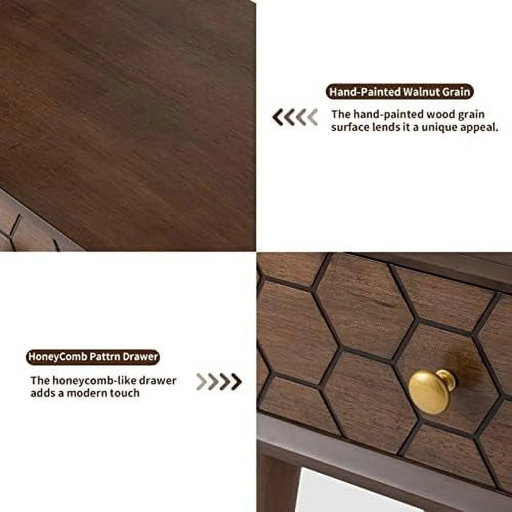 Rose Wood Brown End Table with Drawer V6327