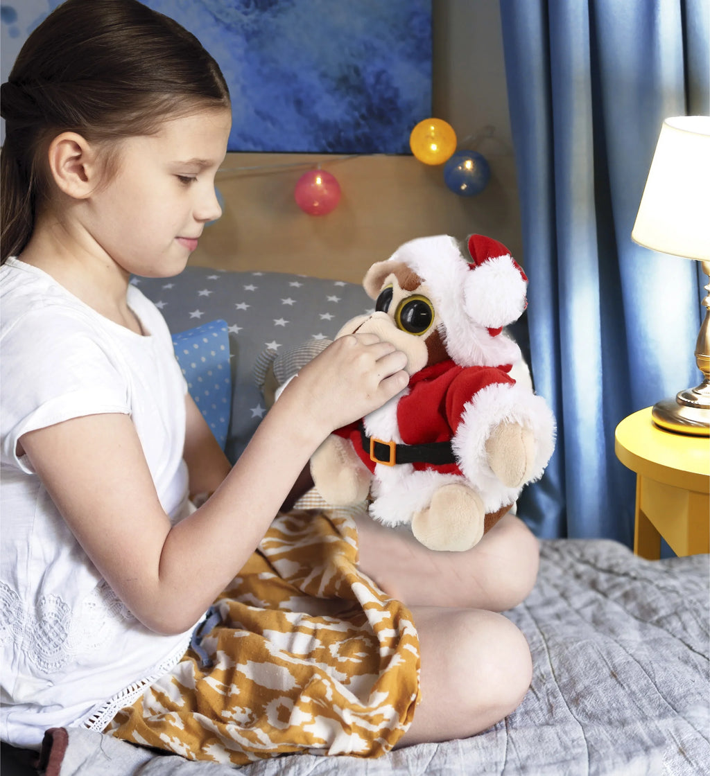 Santa Big Eye Monkey Stuffed Animal Plush Toy, 6 Inches Q688222