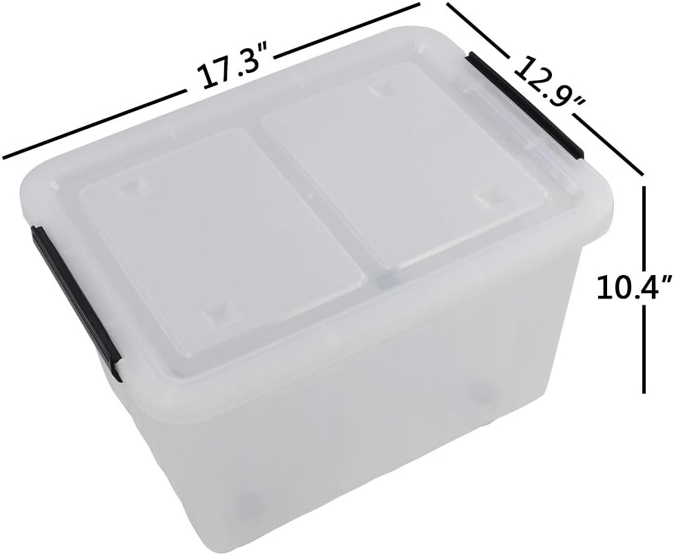 30 L Clear Plastic Storage Box with Wheels, 4-Pack Q424620