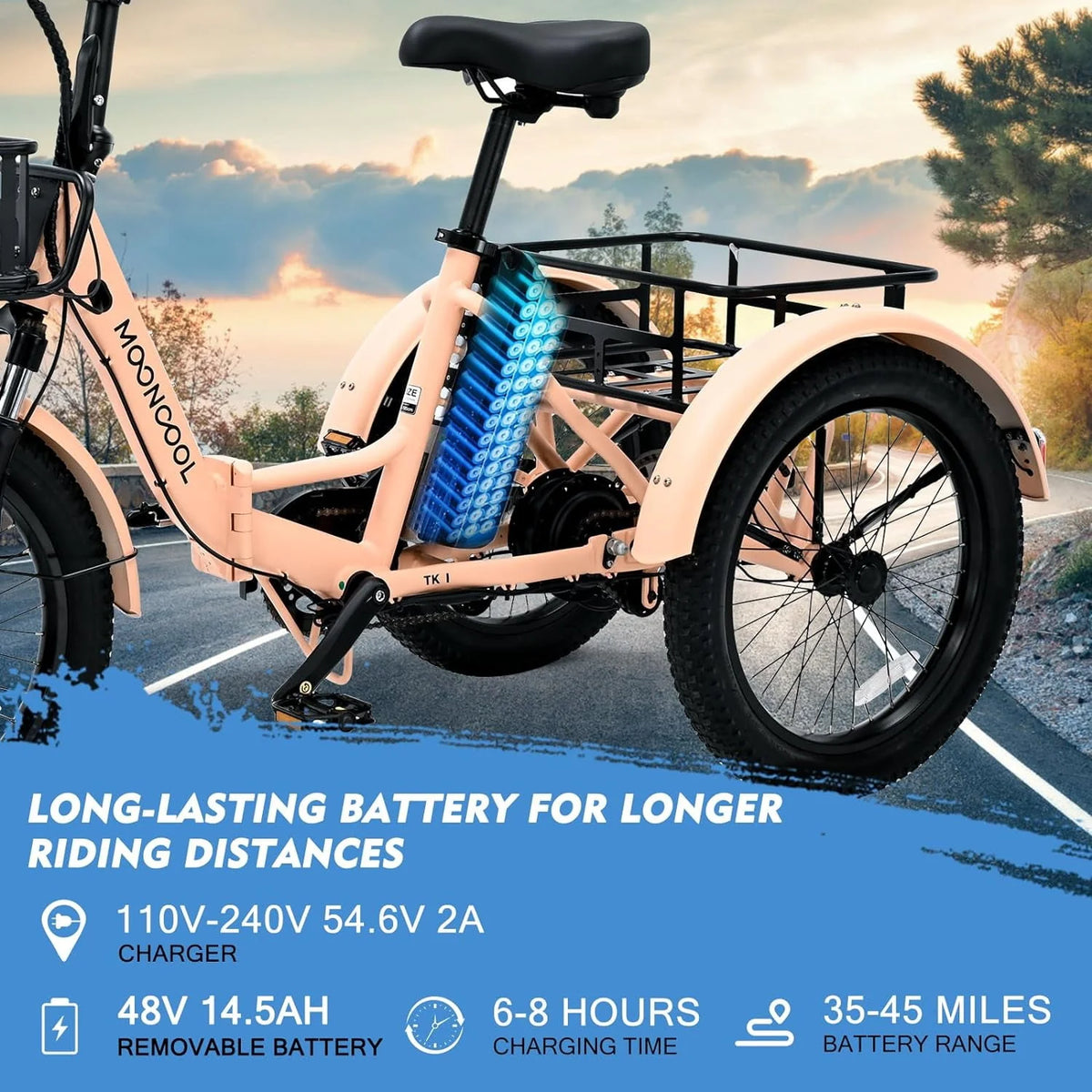 24/26 Electric Tricycle 350W 36V 7 Speeds with Basket X378666