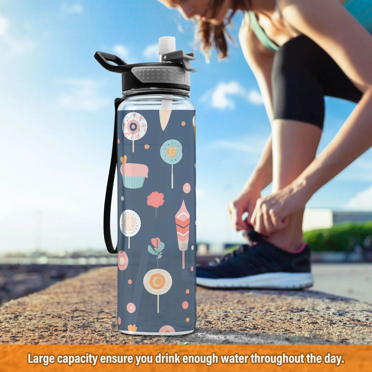 Cream 32oz Tritan Leakproof Sports Bottle with Straw E9096