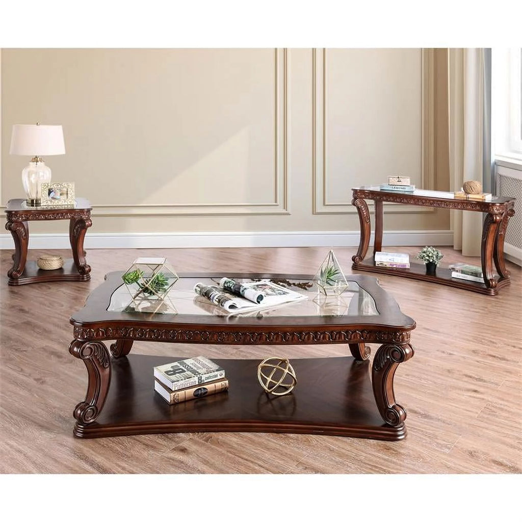 Dark Oak Wood Open Shelf End Table G375