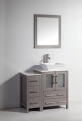 36 in. Grey Bathroom Vanity with White Ceramic Single Basin Top and Mirror H847118