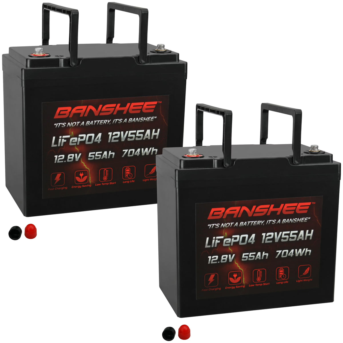 12V 55AH Lithium LiFePO4 Deep Cycle Battery - 2 Pack L192770