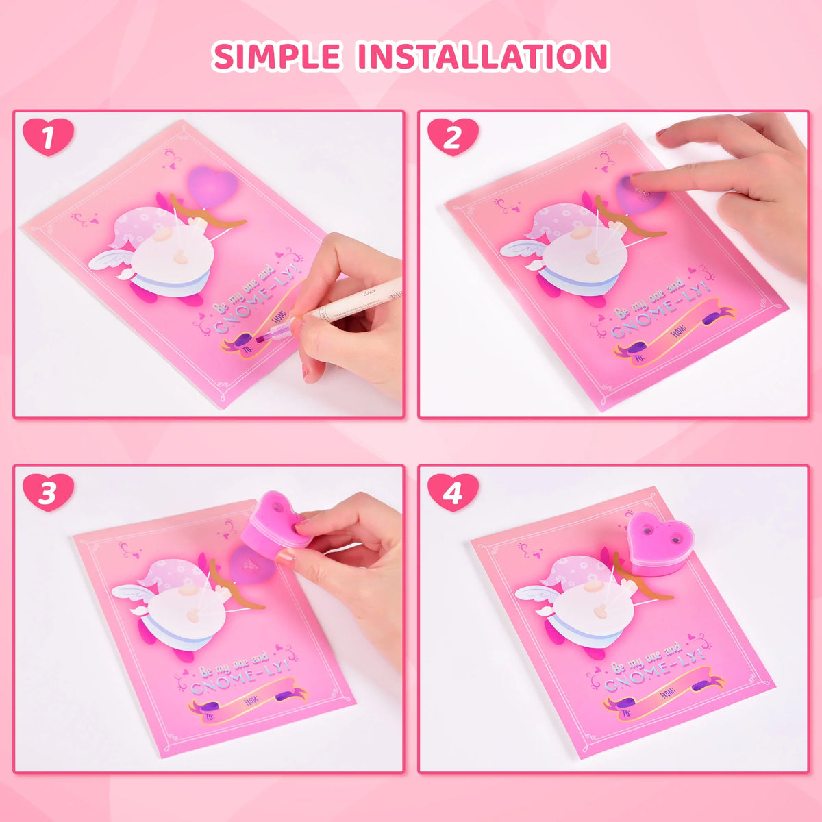28Pcs Valentine Heart Butter Slime with Gnome Cards H56870