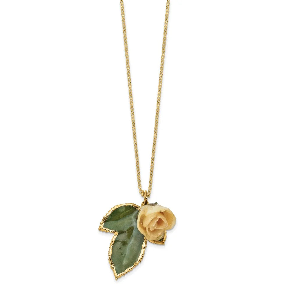 24K Gold-trim Lacquer Dipped Leaf 20 inch Necklace W273985