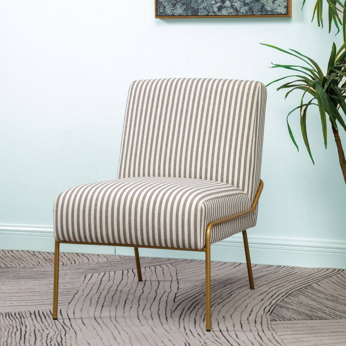 Walnut Faux Leather Armless Accent Chair W27803