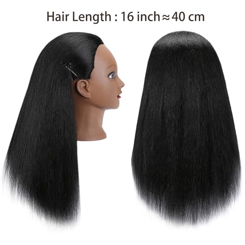Black 16" Real Hair Mannequin Head Q880