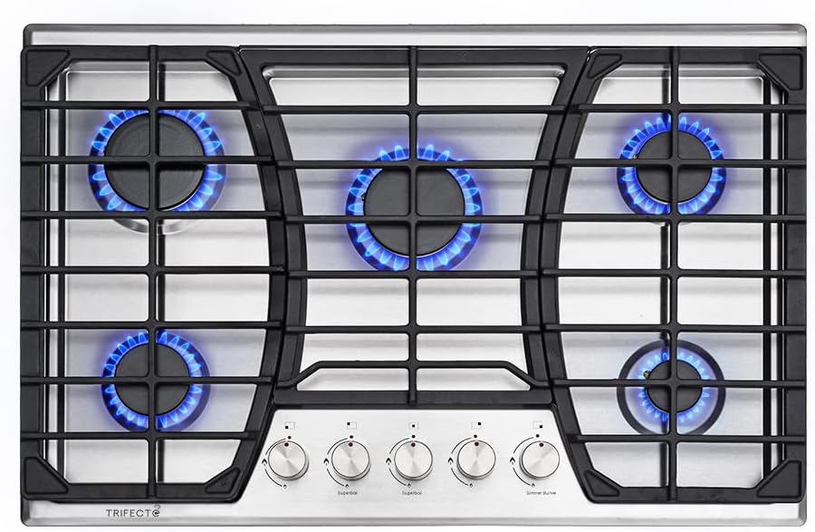 30 Inch Stainless Steel Gas Cooktop with 5 Sealed Burners X4743