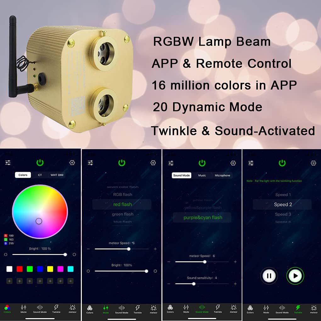 20w Fiber Optic Ceiling Lighting Kit 1100pcs 13.1ft RGBW L878