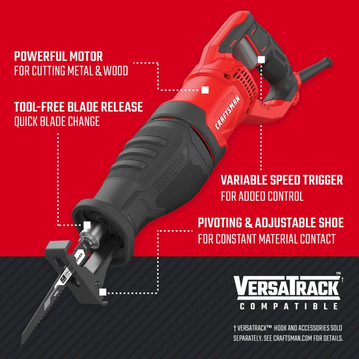 7.5 Amps Corded Brushed Reciprocating Saw Y617