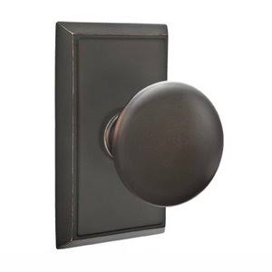 Oil Rubbed Bronze Double Dummy Door Knob with Rectangular Rose B665
