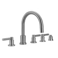 Polished Nickel Roman Tub Set with High Lever Handles and Handshower Holder S5605
