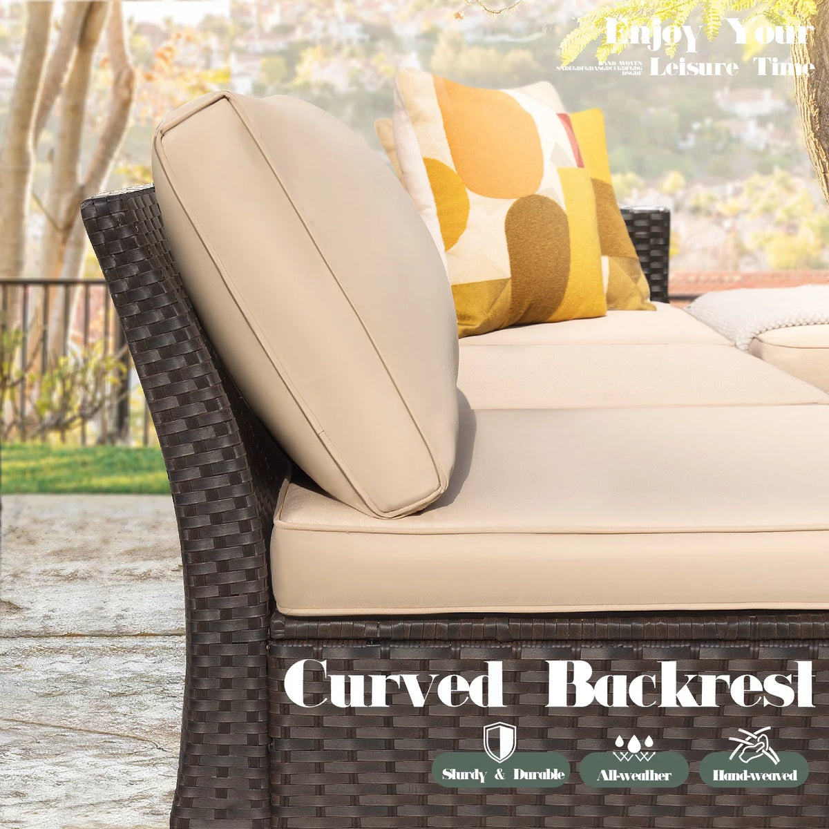 5 Pieces Wicker Rattan Outdoor Sofa Set with Ottoman B2178