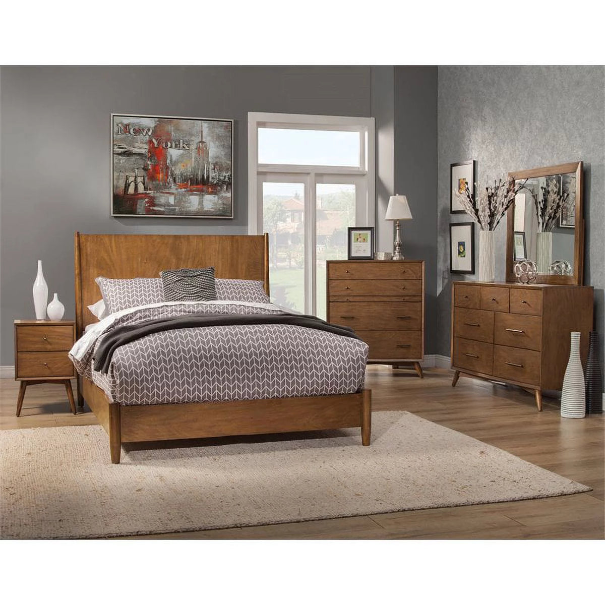 3 Piece Set with TV Console Panel Bed & Nightstand C4253