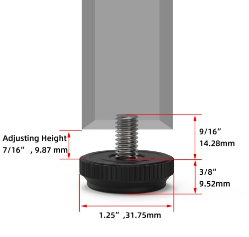 8 Pack 5/16-18 Stainless Steel Adjustable Threaded Furniture Leg Leveling Feet F1140