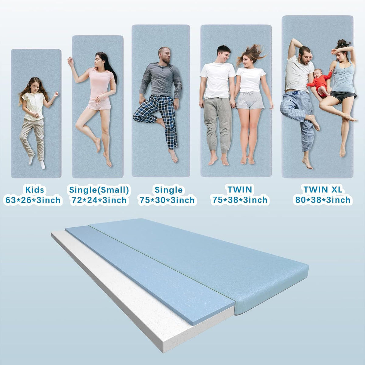 Memory Foam Camping Mattress with Waterproof Cover & Travel Bag B713456