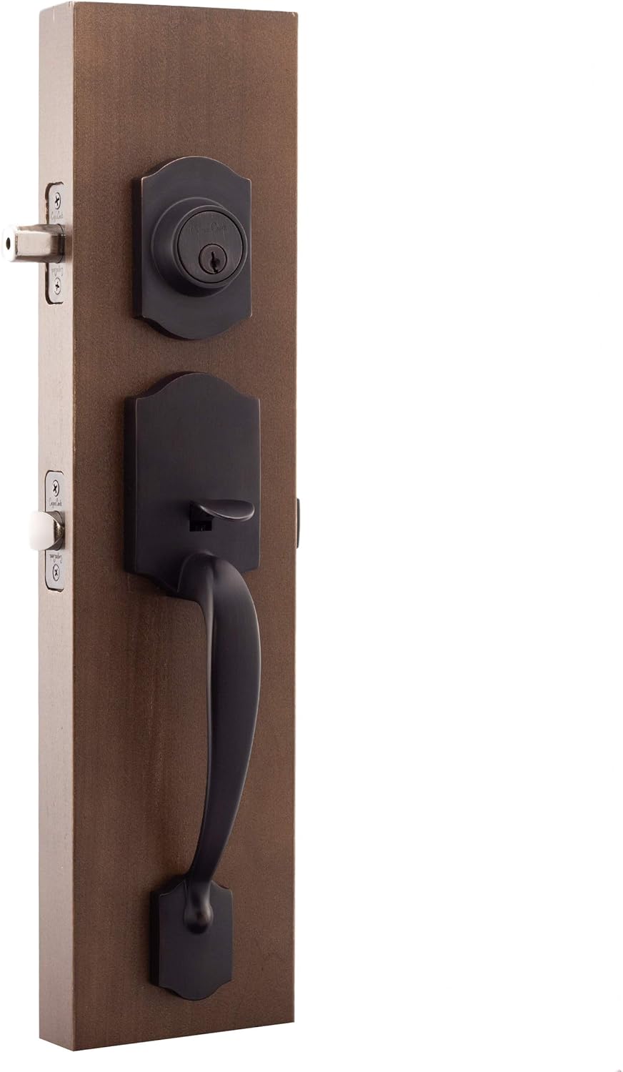Soft Contemporary Front Door Handle Lever Trim, Tuscan Bronze B445183