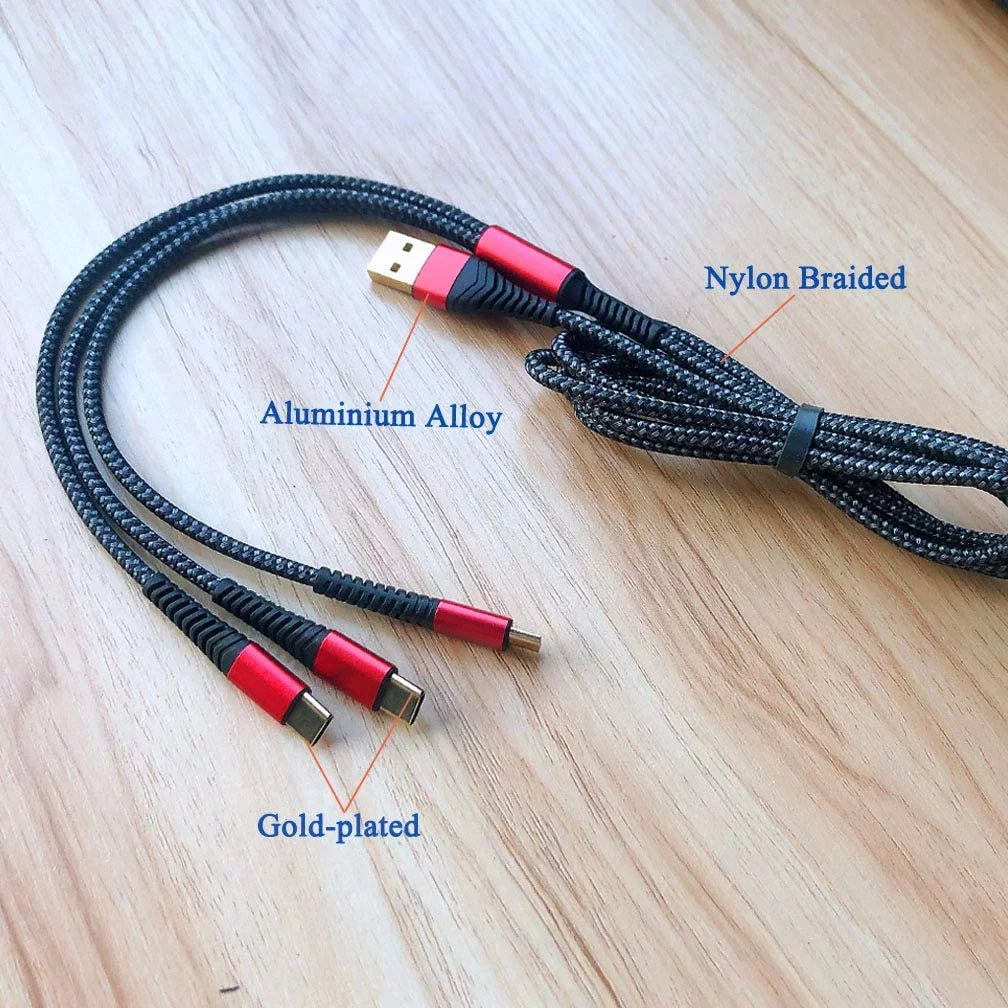 3 in 1 Nylon Braided Multi Charger Cable 2Pack 6ft M9487