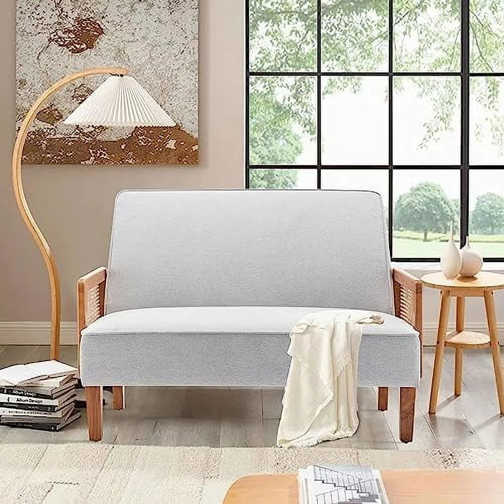 Light Gray Upholstered Small Loveseat Sofa C11439